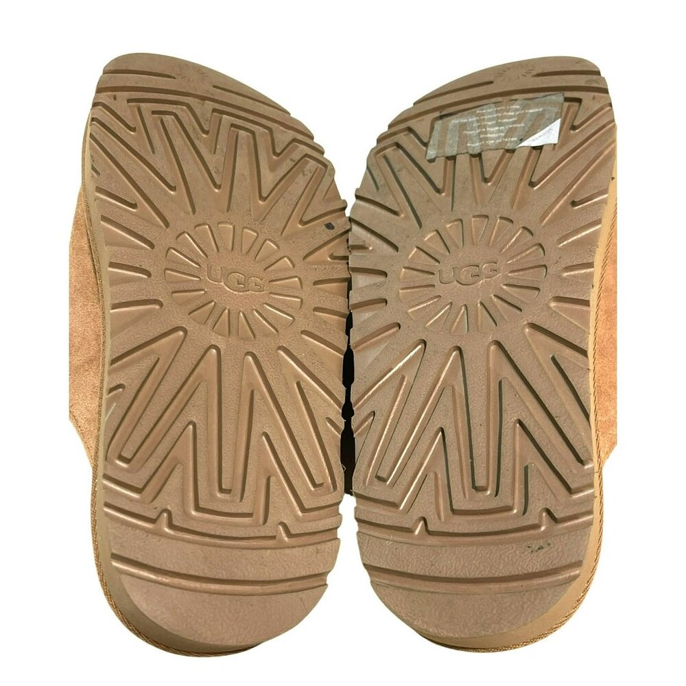 UGG Suede Greenport Shearling Open-Toe Shoes Slip On Slippers Sz 8 Chestnut New - Picture 7 of 8